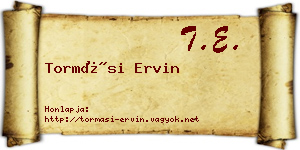 Tormási Ervin névjegykártya